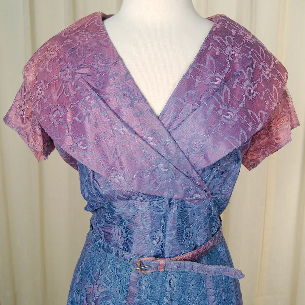 1950s Purple & Pink Lace Dress