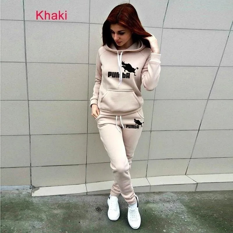 2 Piece Women Fall Winter Hoodie   Pants Tracksuit