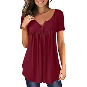 2021 Nouveau T-Shirt Femme été Mode Manches Courtes sans Manches Debardeur Femme Lâche Sport- Tee Shirt Manche Longue Casual Grande Taille Chemise Couleur Unie Tunique Tank Top Shirt Haut pour Femme