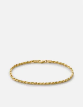 2.4mm Rope Chain Bracelet, Gold Vermeil