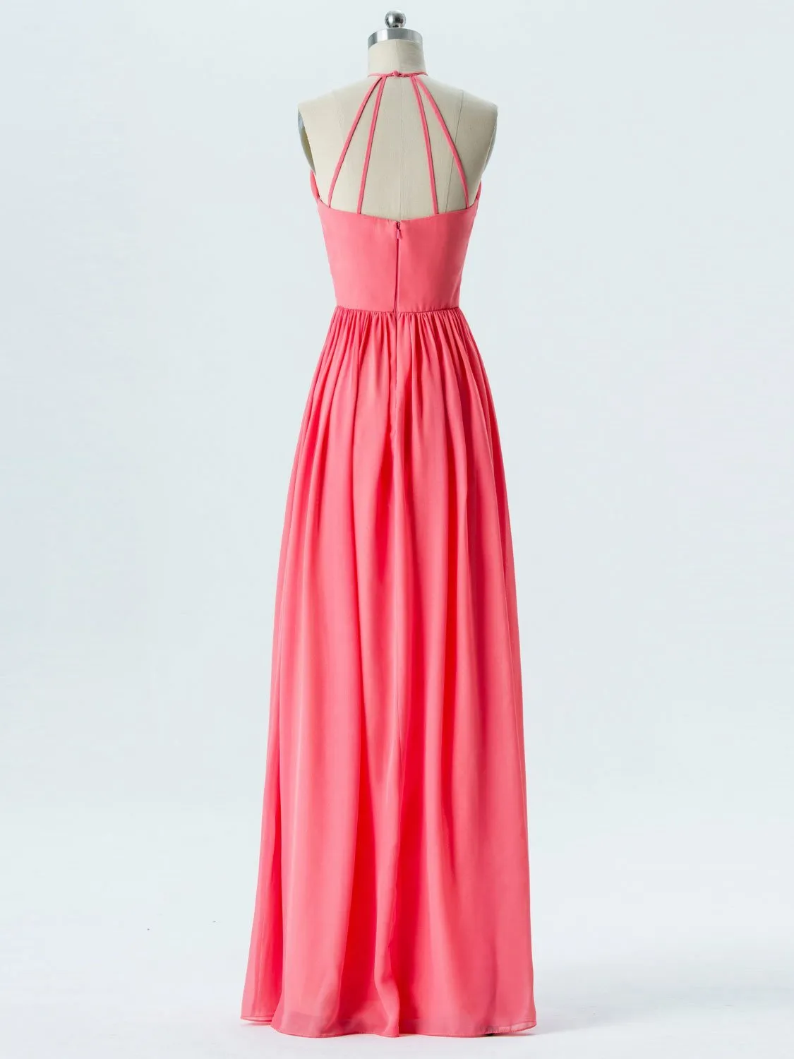 A-line Halter Floor-Length Chiffon Bridesmaid Dresses 2867