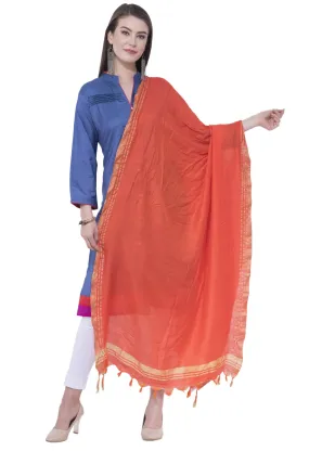 A R SILK Orange Color Golden border Cotton Dupattas and Chunnis