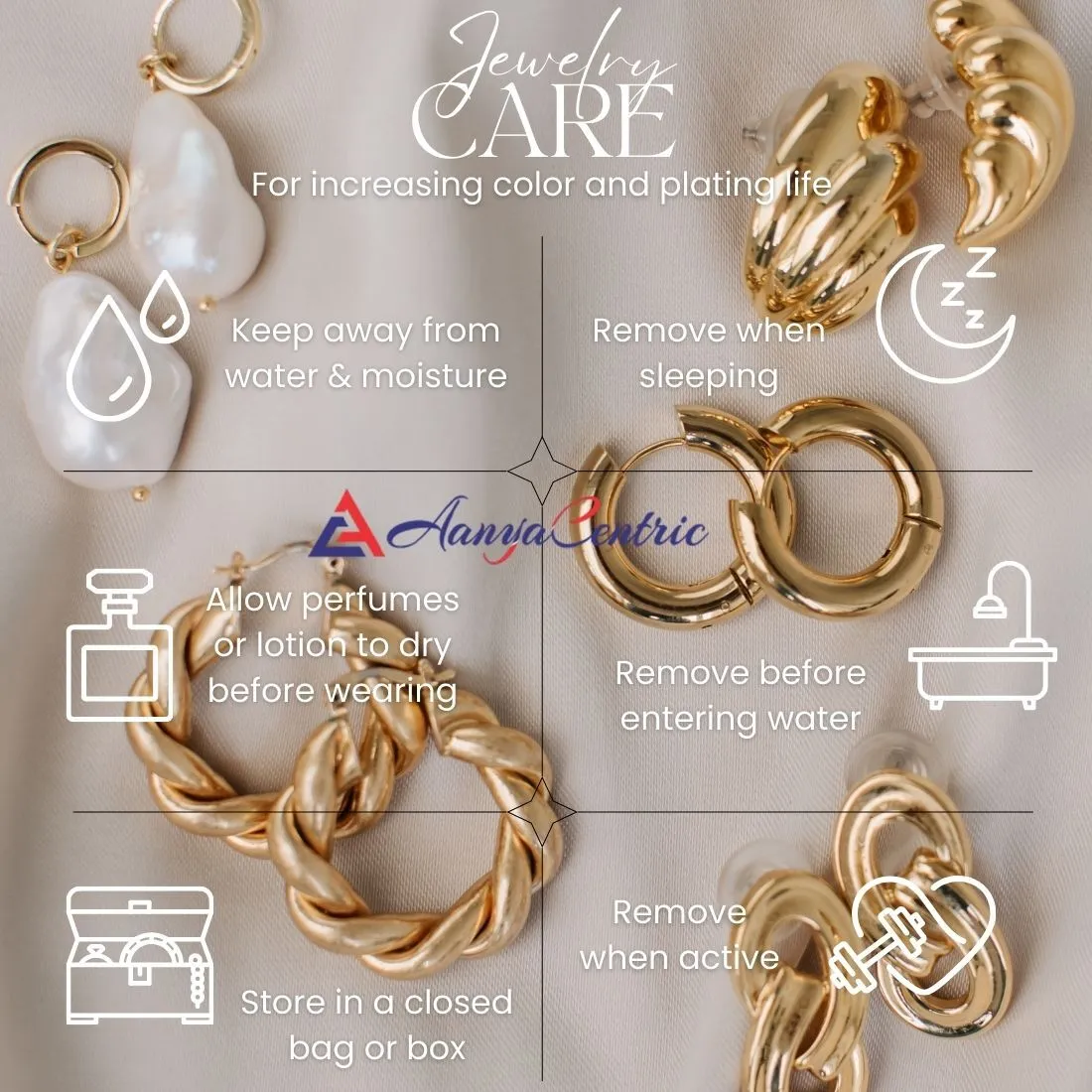 AanyaCentric Elegant Gold Plated Ad American Diamond Earrings for Women Girls of All Ages