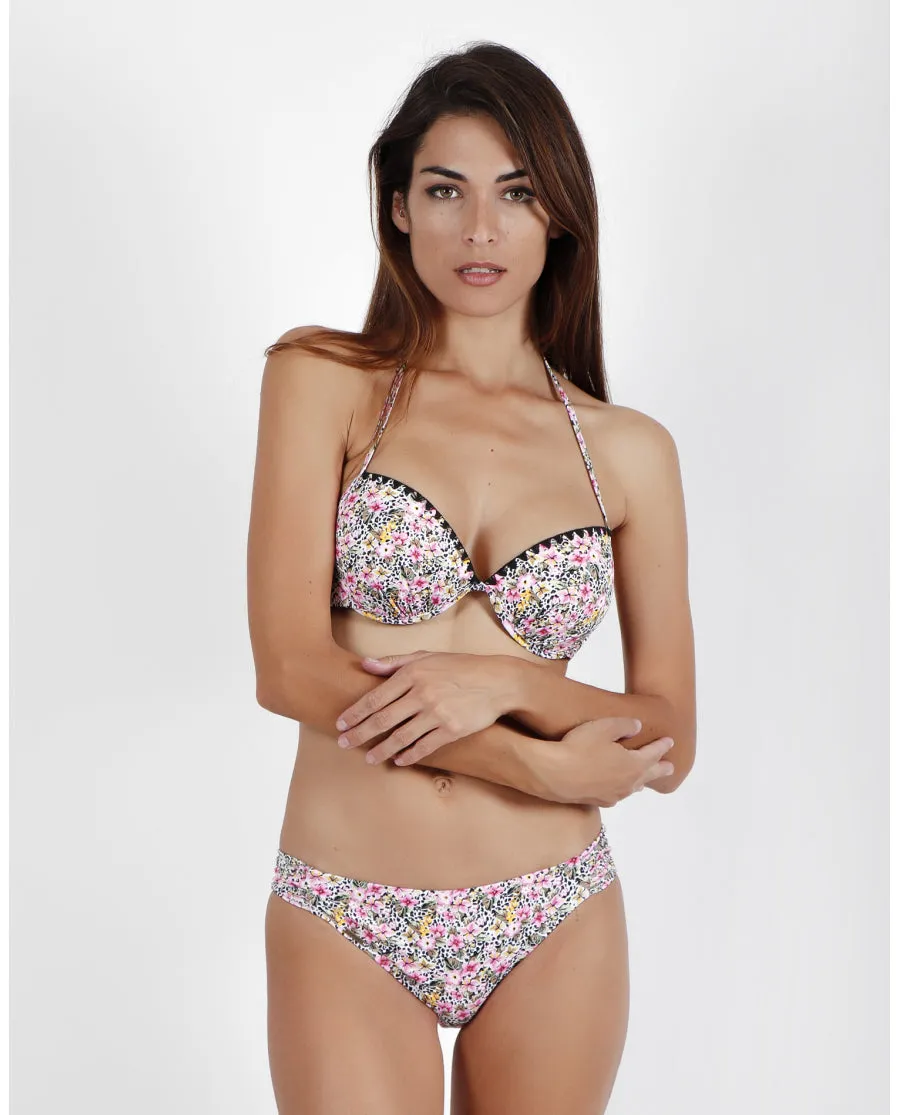 ADMAS Bikini Push Pink Flowers para Mujer