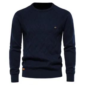 Argyle Basic Men Sweaters Solid Color O-neck Long sleeve Knitted Male Pullover Winter Fashion New Warm Sweaters for Men