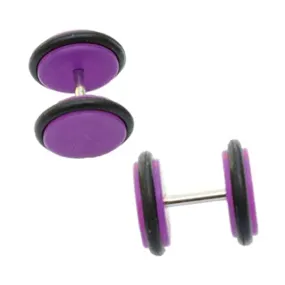 Biker Purple Silicon Pair Pierced Stud Earring For Men