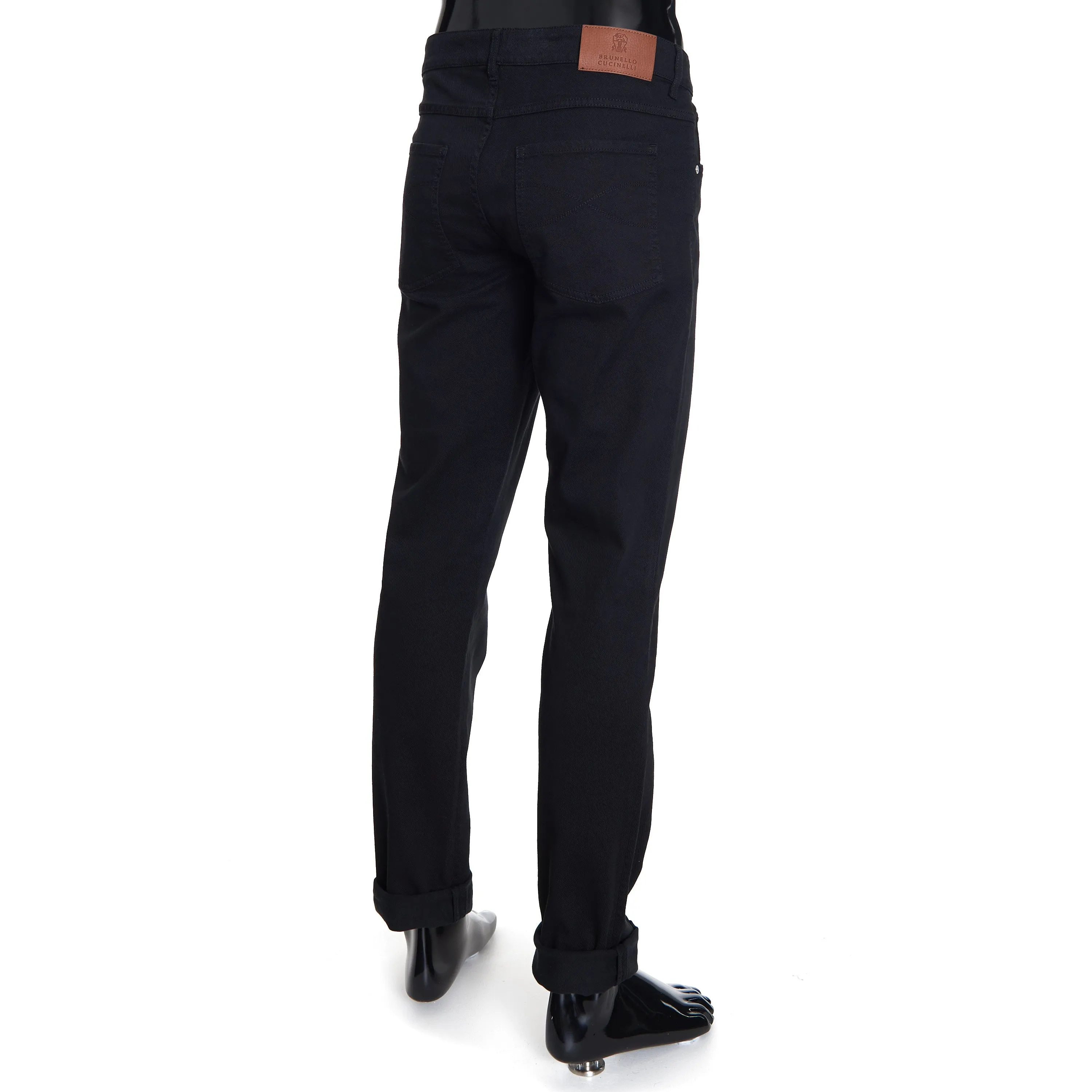 Black Stretch Denim Trousers - Slim Fit, Five-Pocket