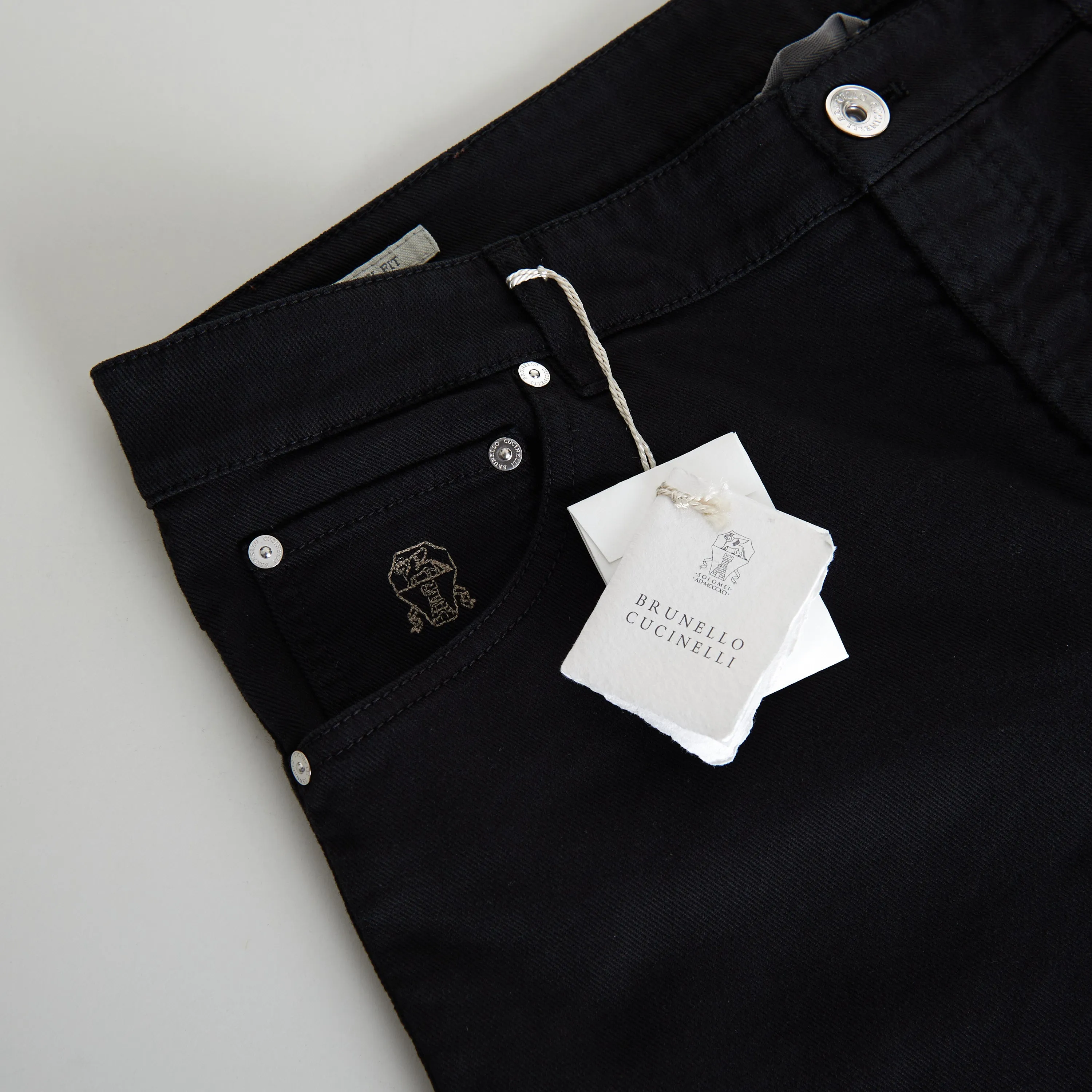 Black Stretch Denim Trousers - Slim Fit, Five-Pocket