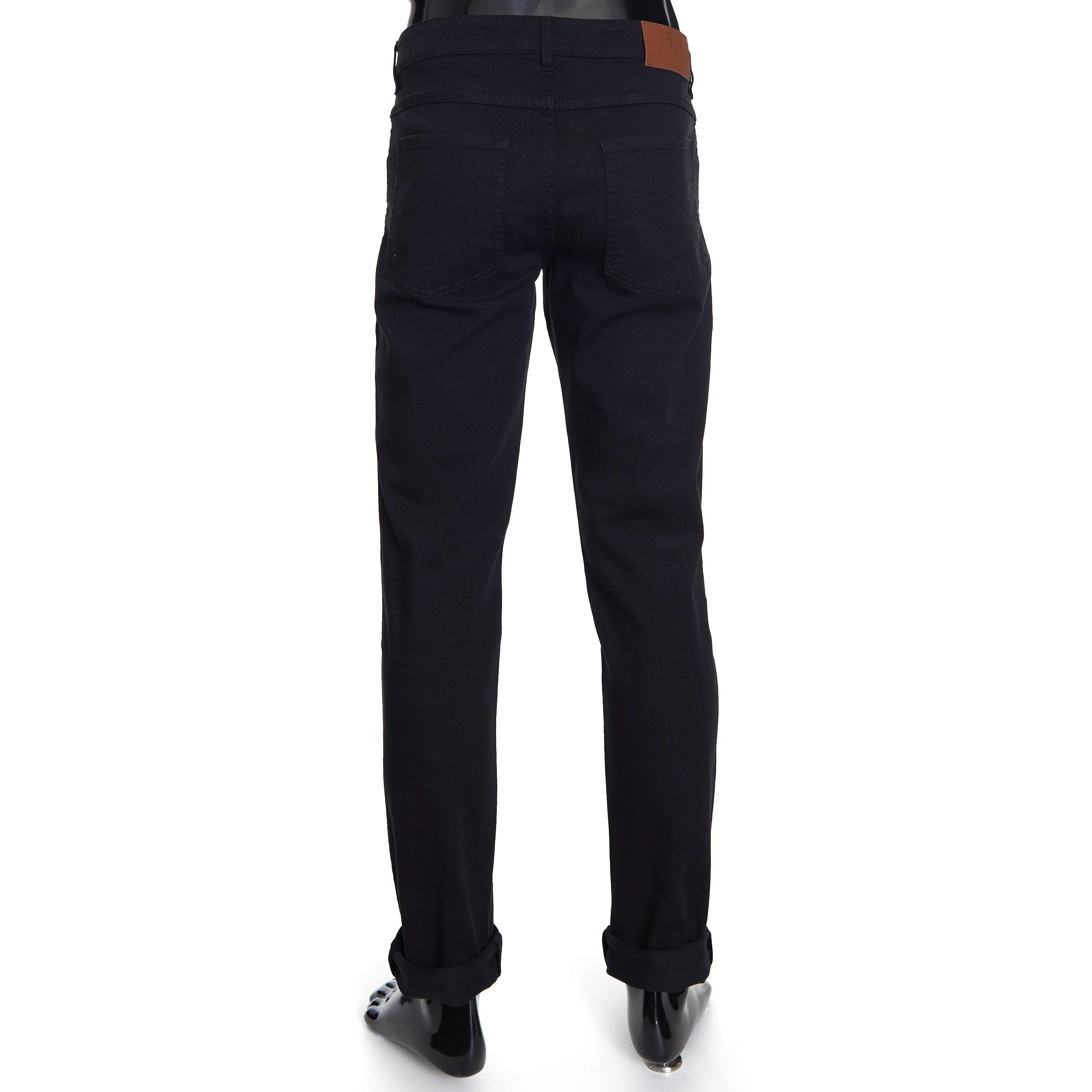 Black Stretch Denim Trousers - Slim Fit, Five-Pocket