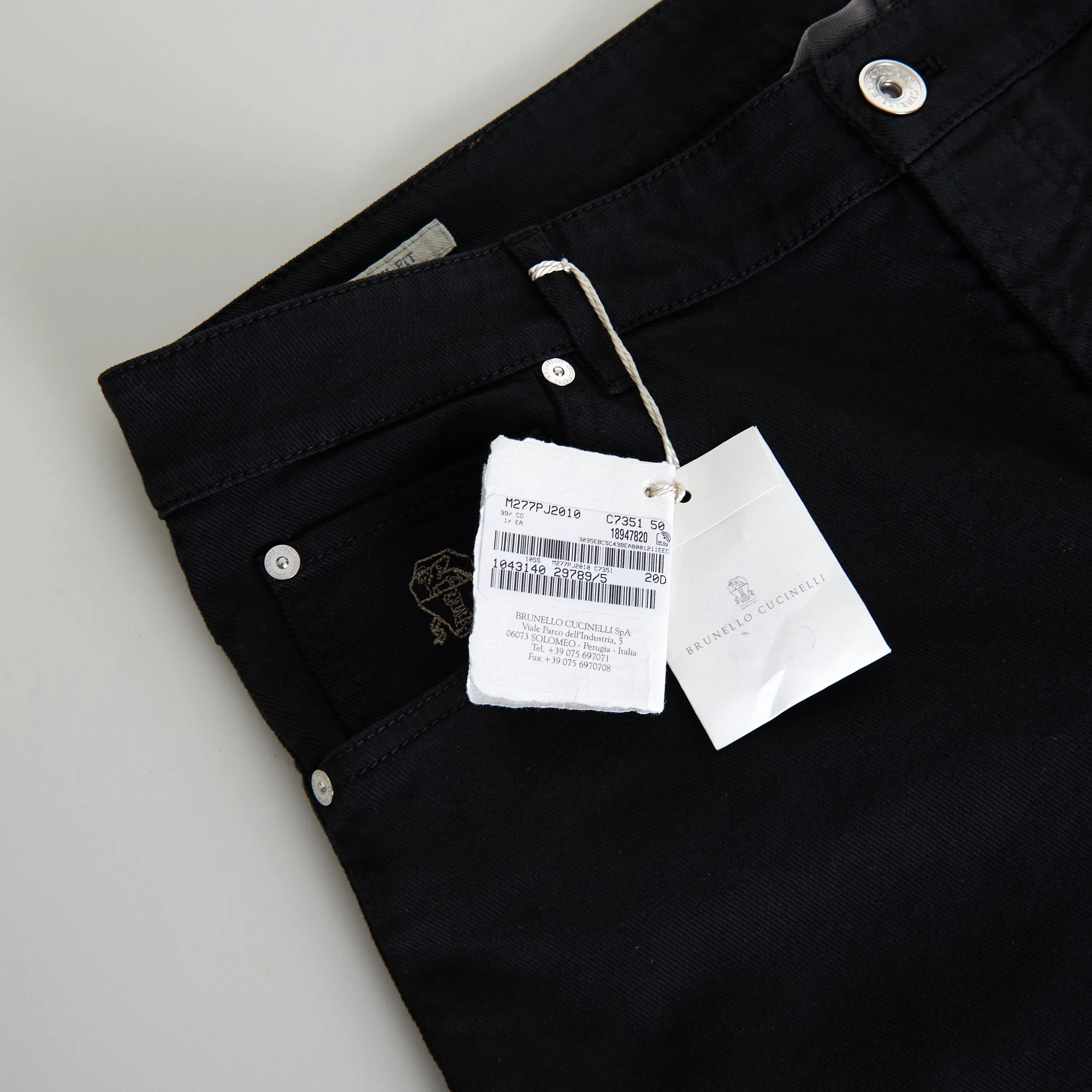 Black Stretch Denim Trousers - Slim Fit, Five-Pocket