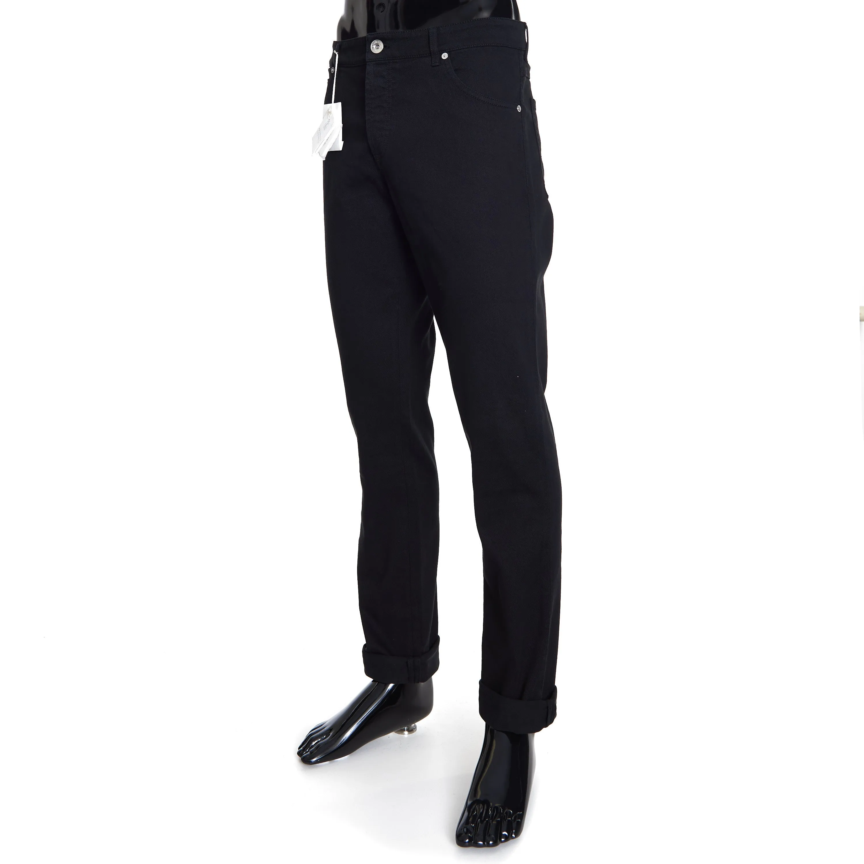 Black Stretch Denim Trousers - Slim Fit, Five-Pocket