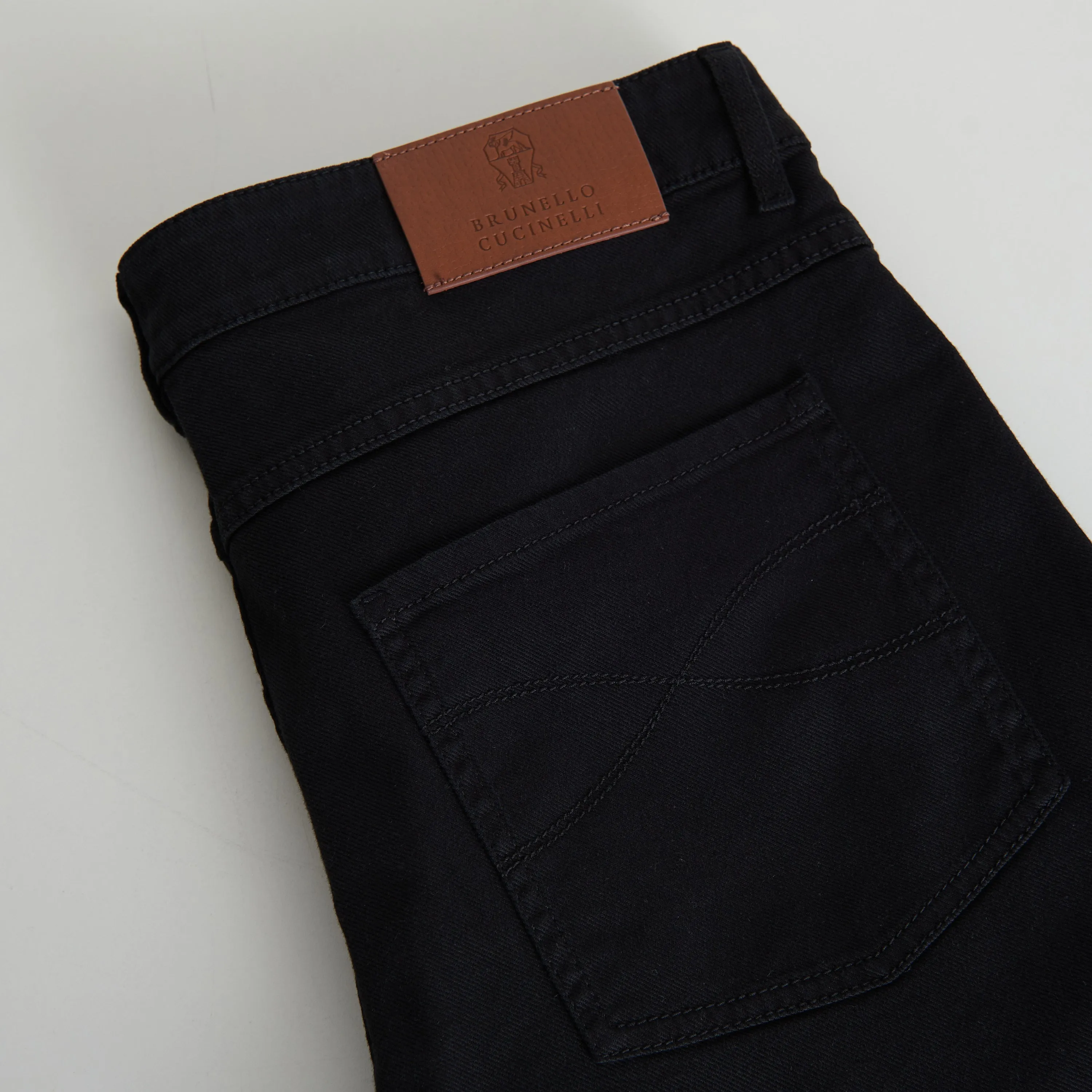 Black Stretch Denim Trousers - Slim Fit, Five-Pocket