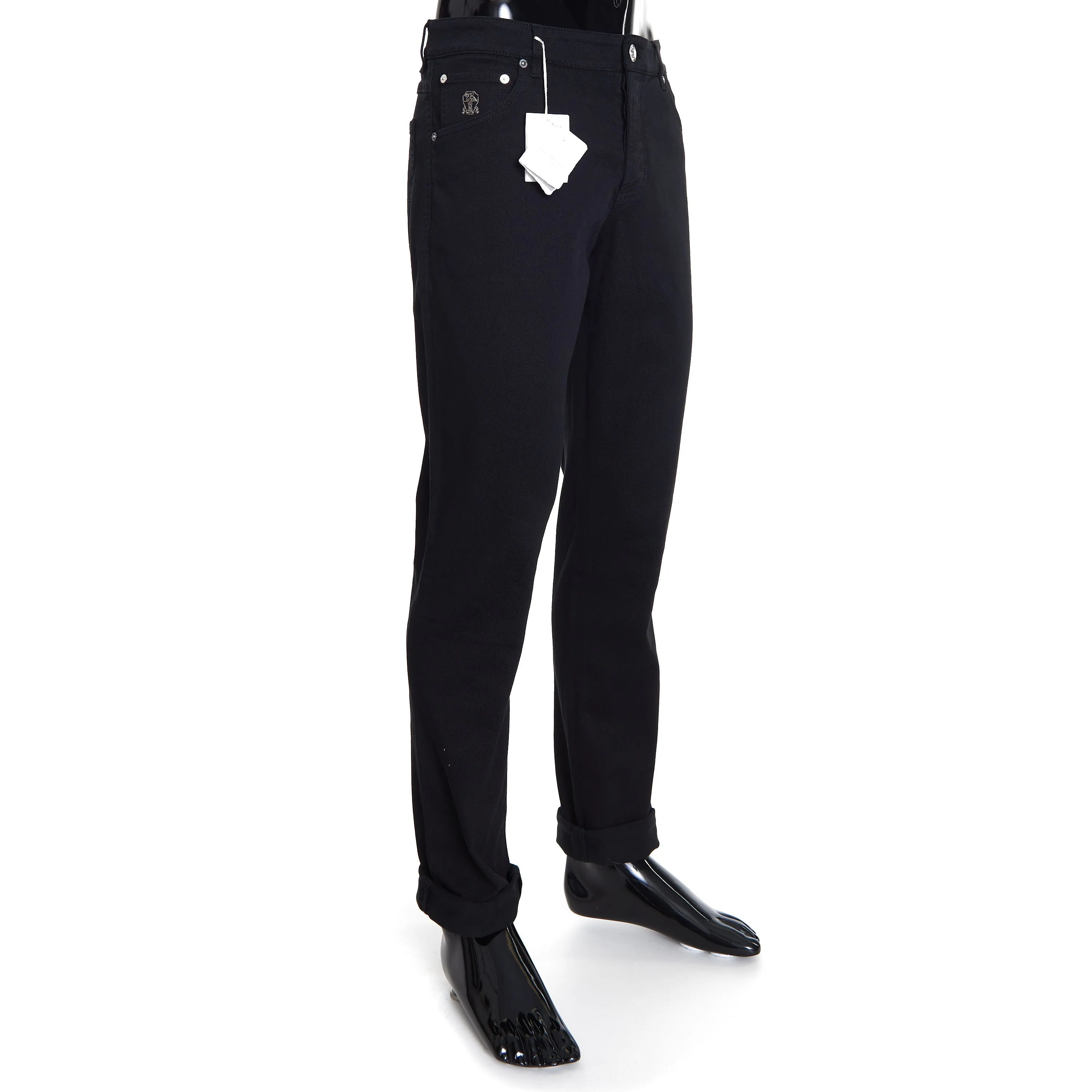 Black Stretch Denim Trousers - Slim Fit, Five-Pocket