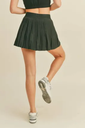 Black Wrap-Style Tennis Skirt: S / Black