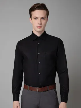 Cantabil Cotton Black Self Design Full Sleeve Regular Fit Formal Shirt for Men with Pocket