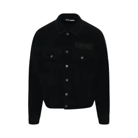 Corduroy Logo Denim Jacket in Black