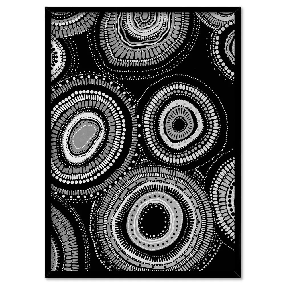 Dancing Bora Rings II B&W - Art Print by Leah Cummins