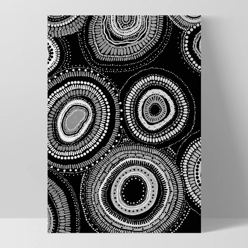 Dancing Bora Rings II B&W - Art Print by Leah Cummins