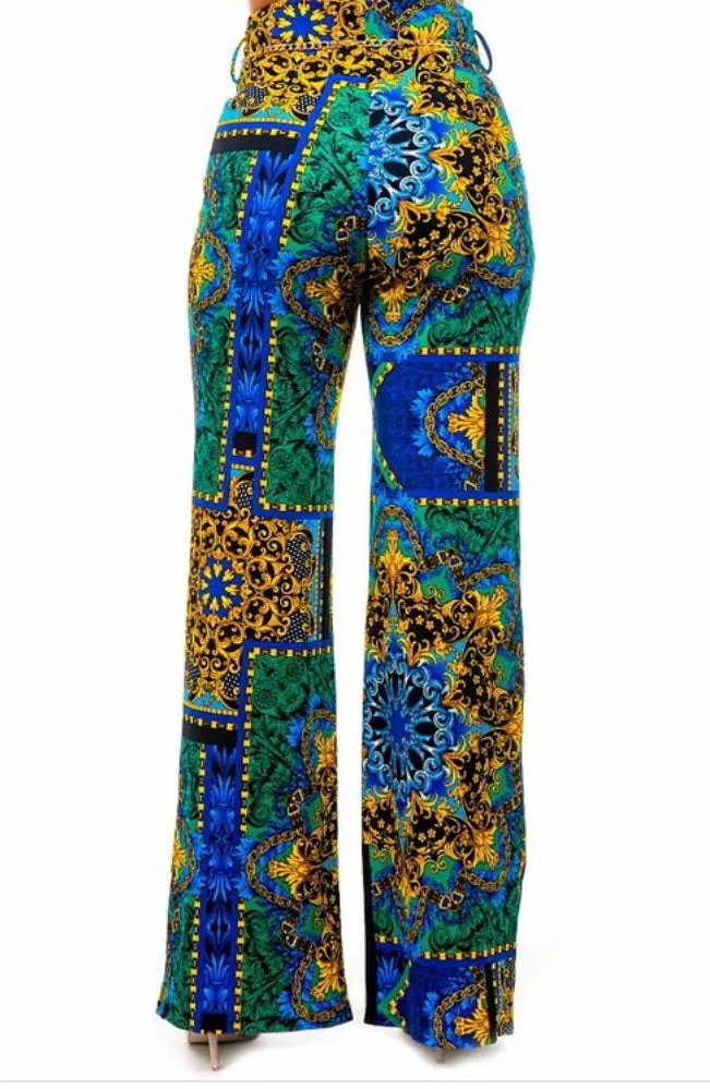 DISCO BLUE DESIGNED WIDE LEG PANTS