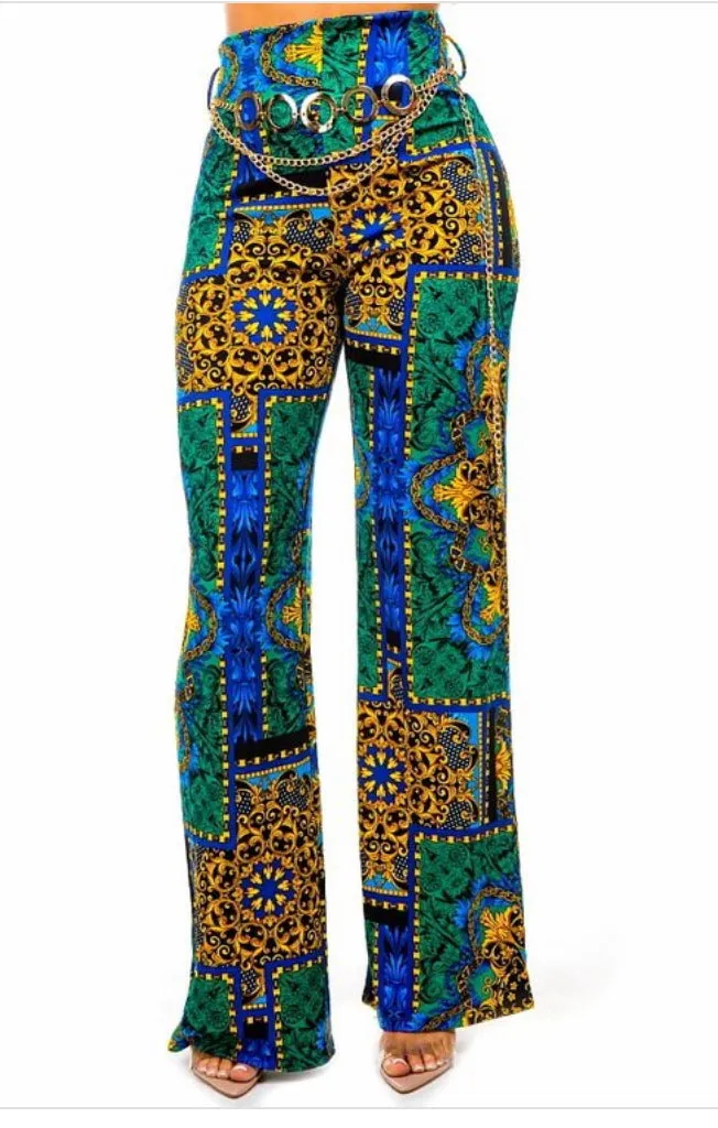 DISCO BLUE DESIGNED WIDE LEG PANTS