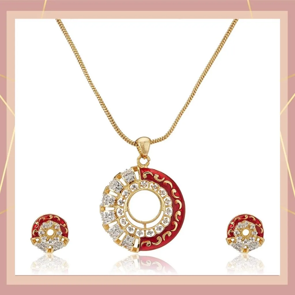 Estele 24 Kt Gold Plated Trendy and Fancy Fashion Jewellery Design Necklace Set for Women