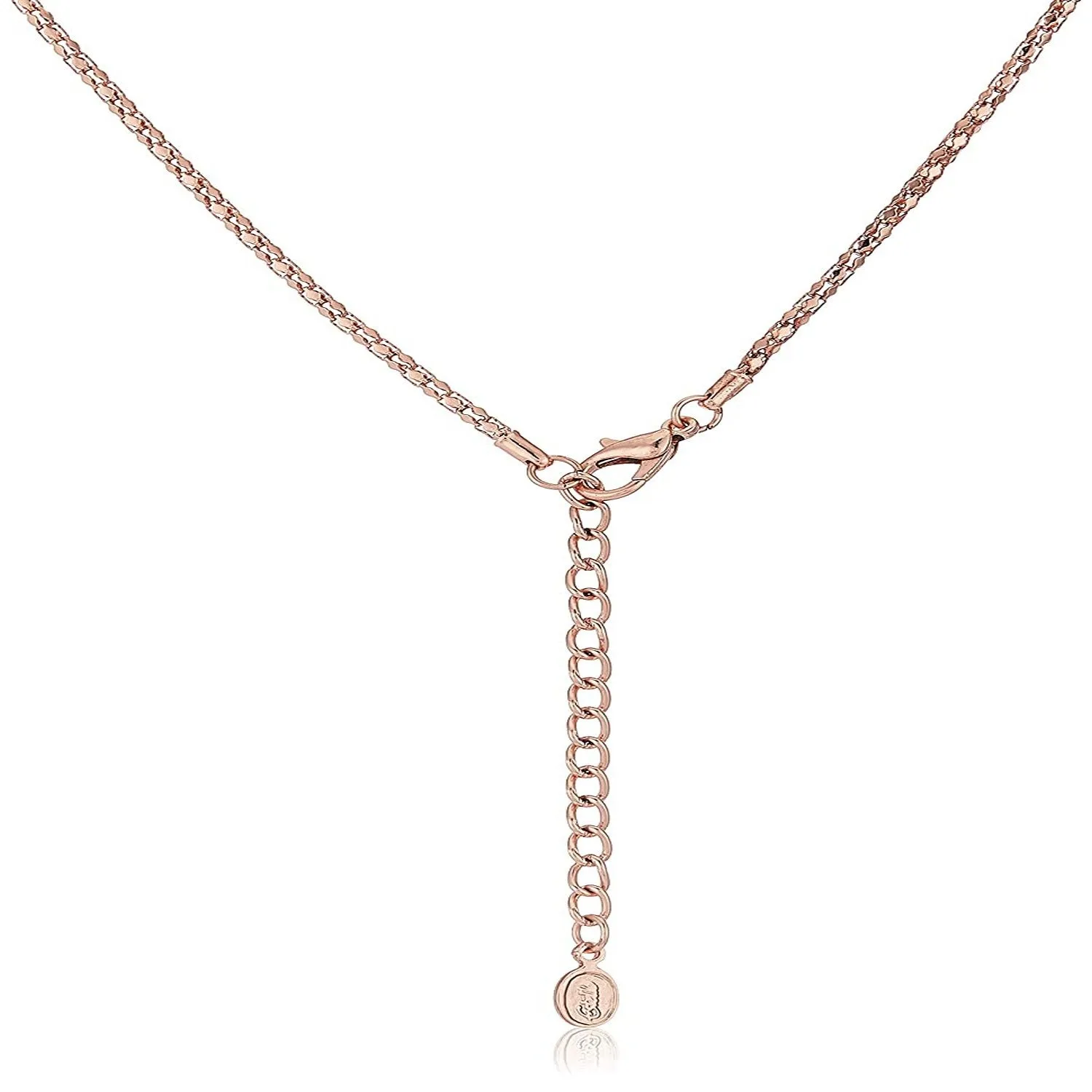 Estele 24 Kt Rose Gold Plated CZ Pearl Swan Chain Necklaces