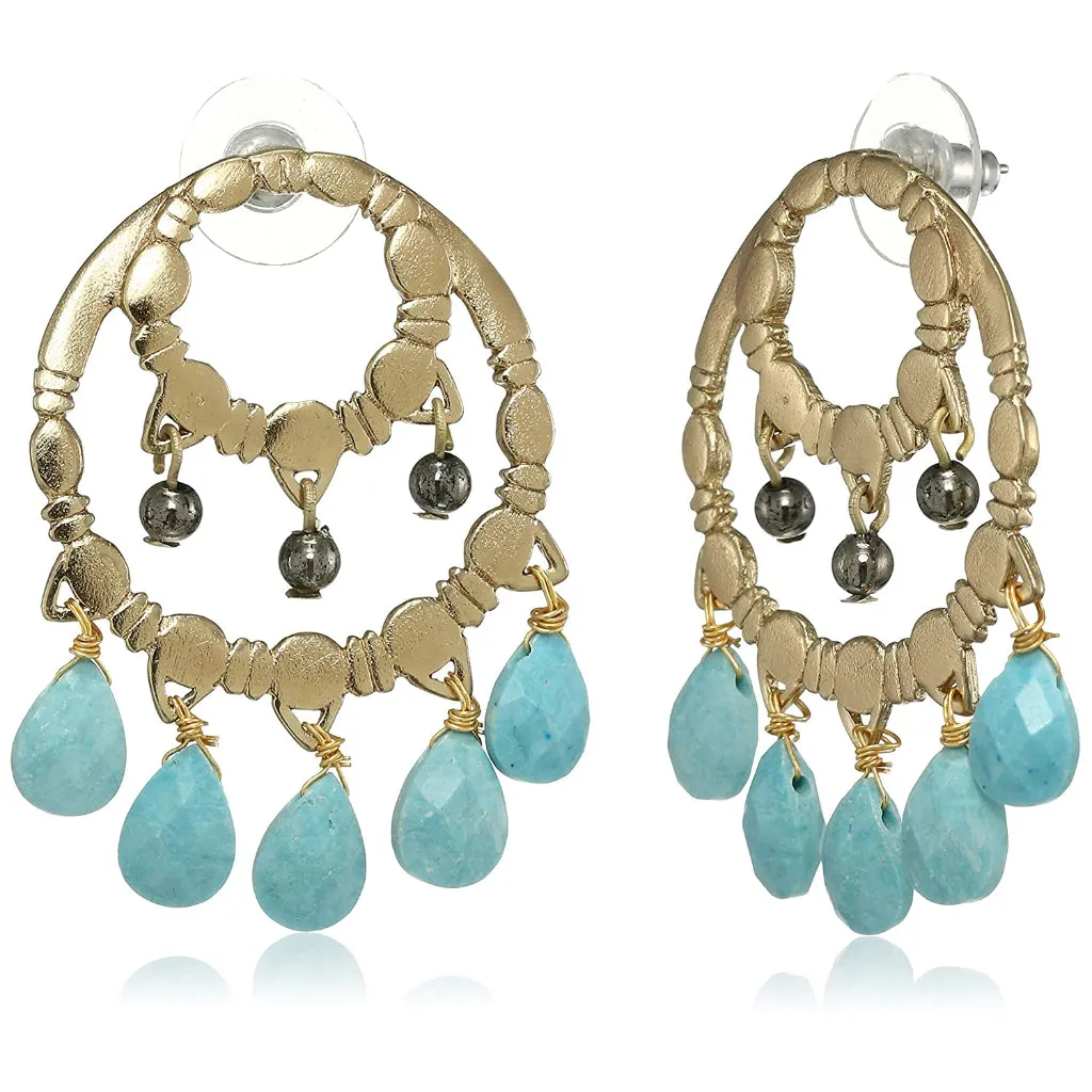 Estele Aqua colour bead partywear trending earrings for women