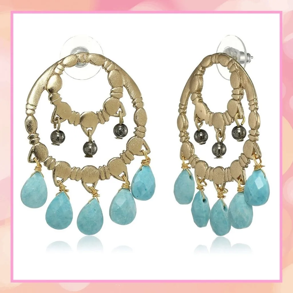 Estele Aqua colour bead partywear trending earrings for women