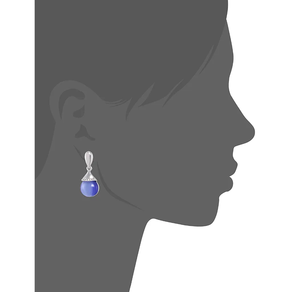 Estele blue colour drop hanging latest earrings for women