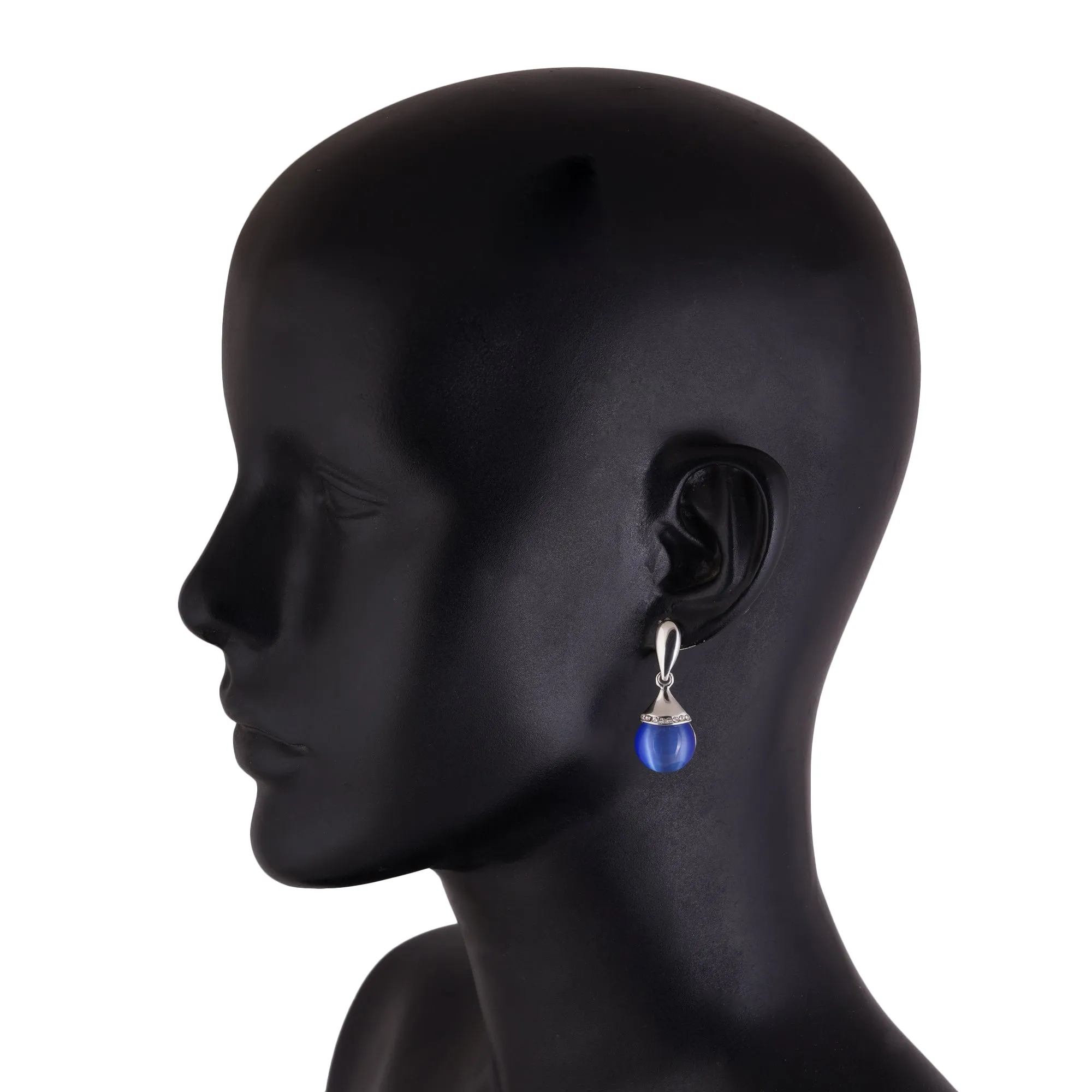 Estele blue colour drop hanging latest earrings for women