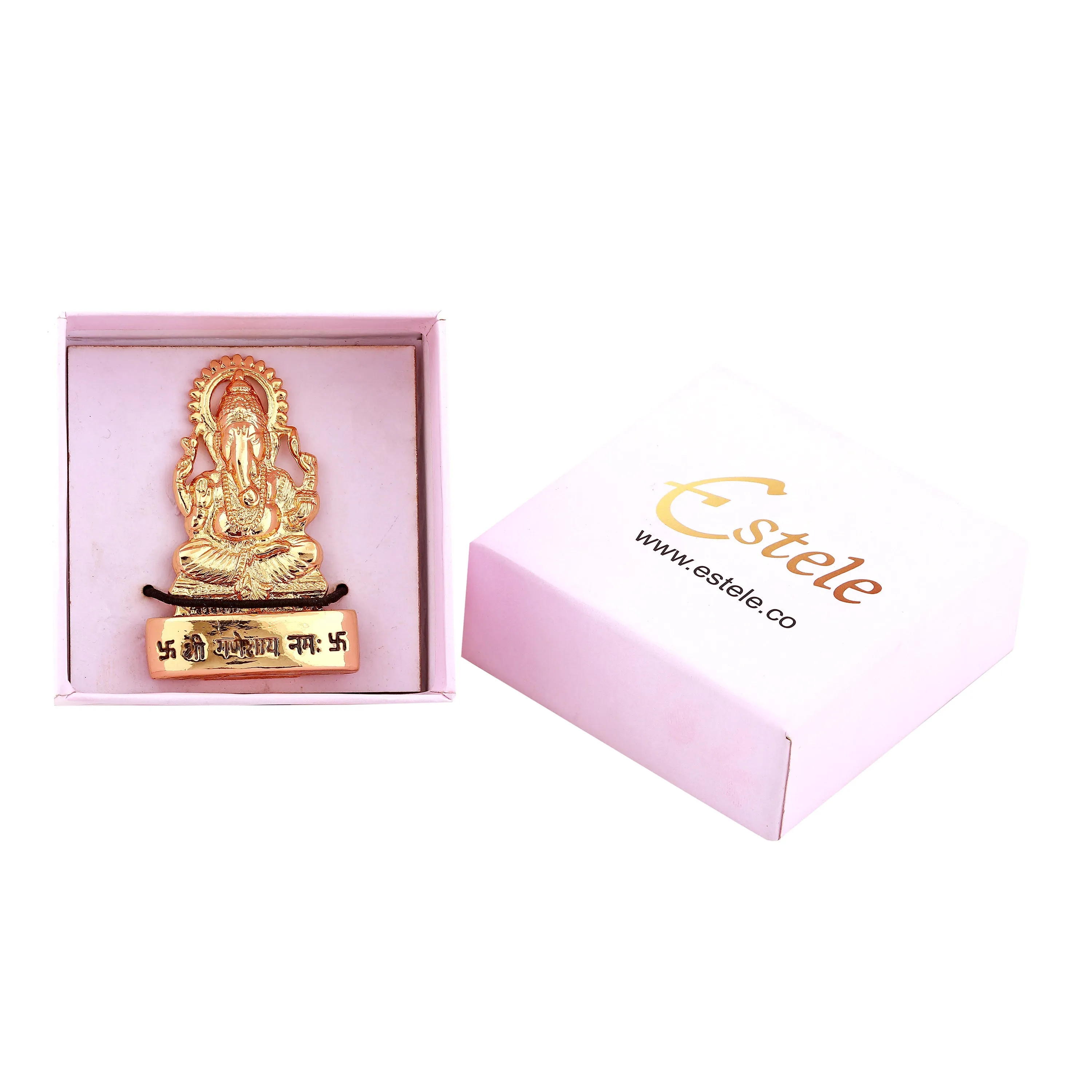 Estele Elegant Gold Plated Spiritual Lord Ganesh Idol for Gifts & House Warming/Home/Office Decors.