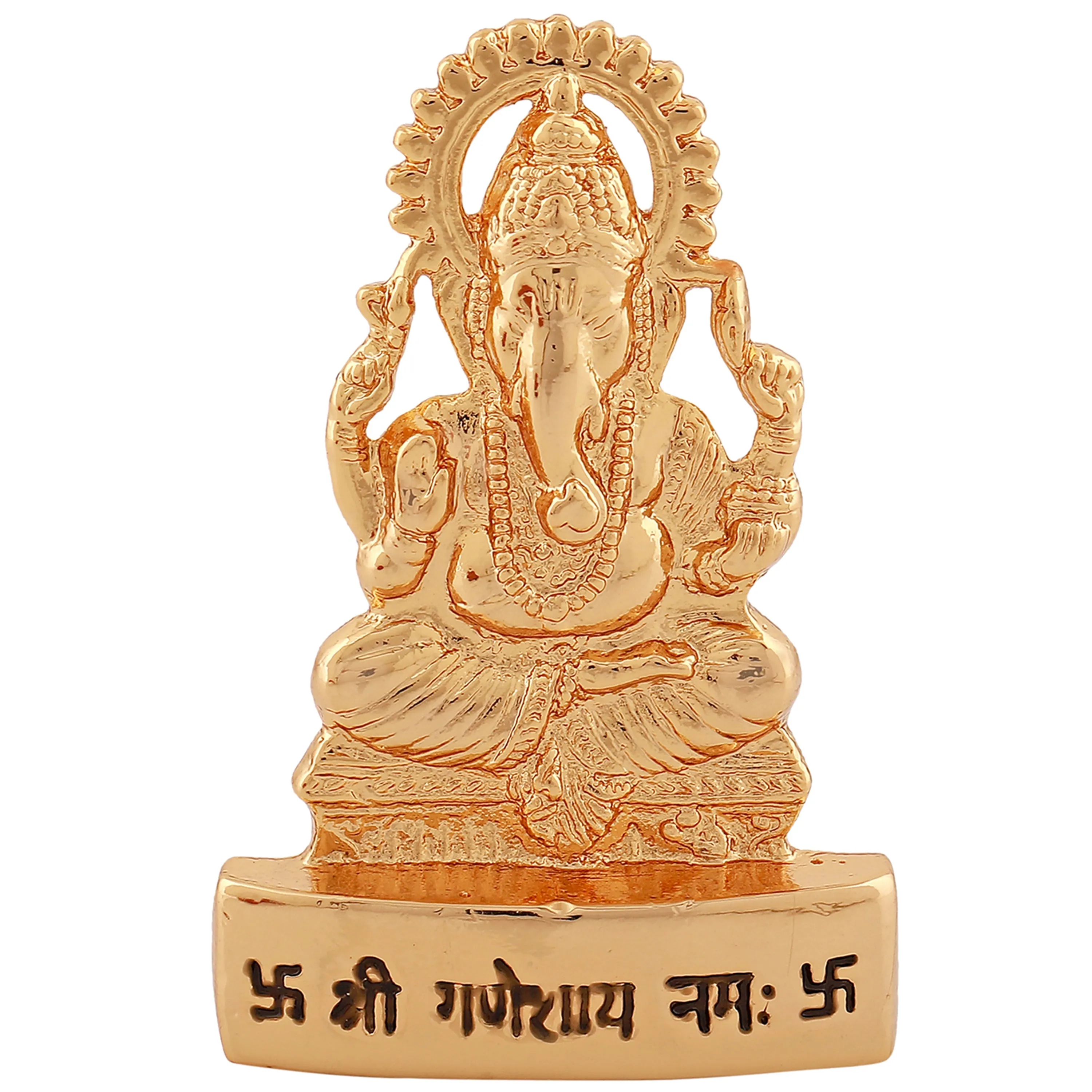 Estele Elegant Gold Plated Spiritual Lord Ganesh Idol for Gifts & House Warming/Home/Office Decors.