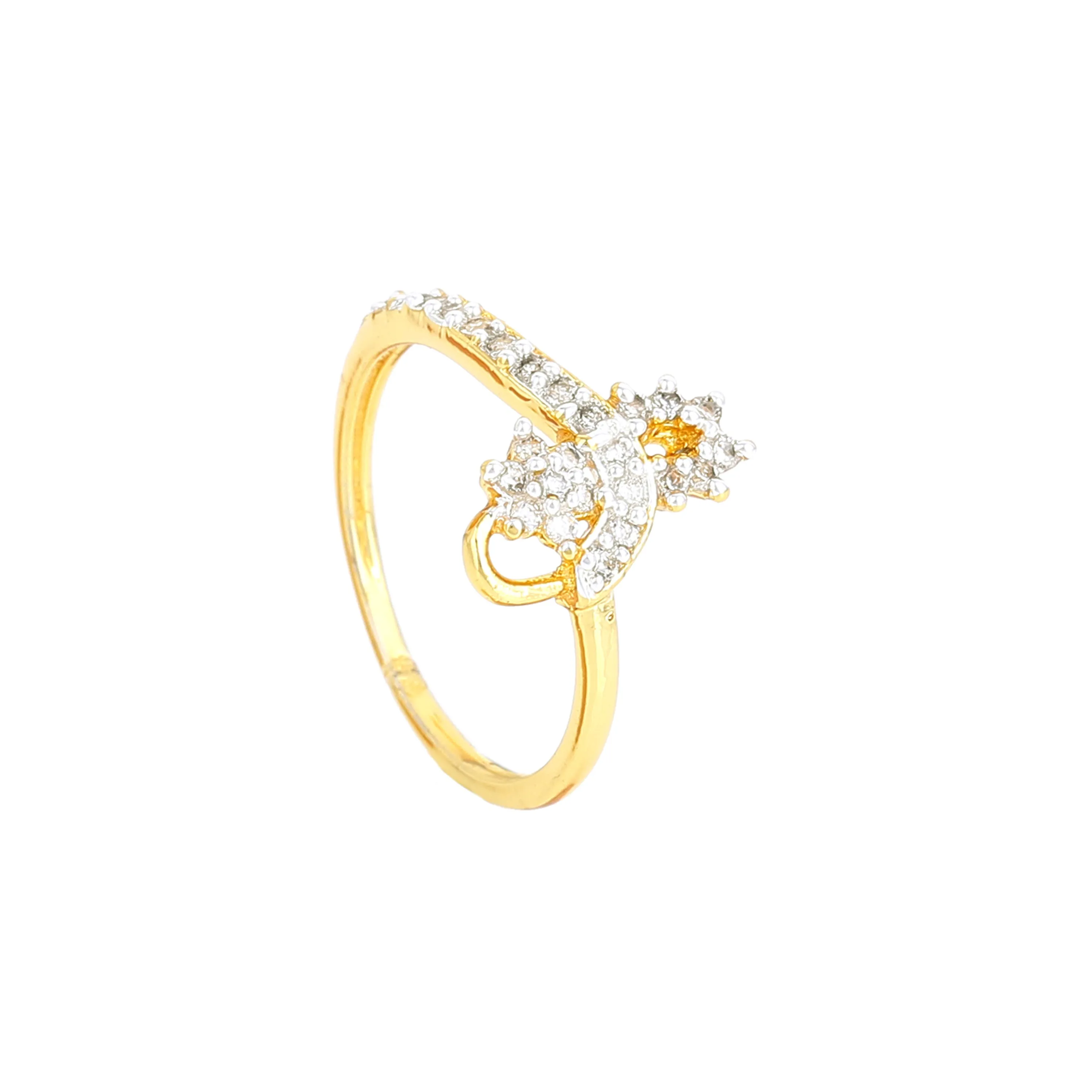 Estele Fancy american diamond studded floral designer ring for women ( non adjustable)