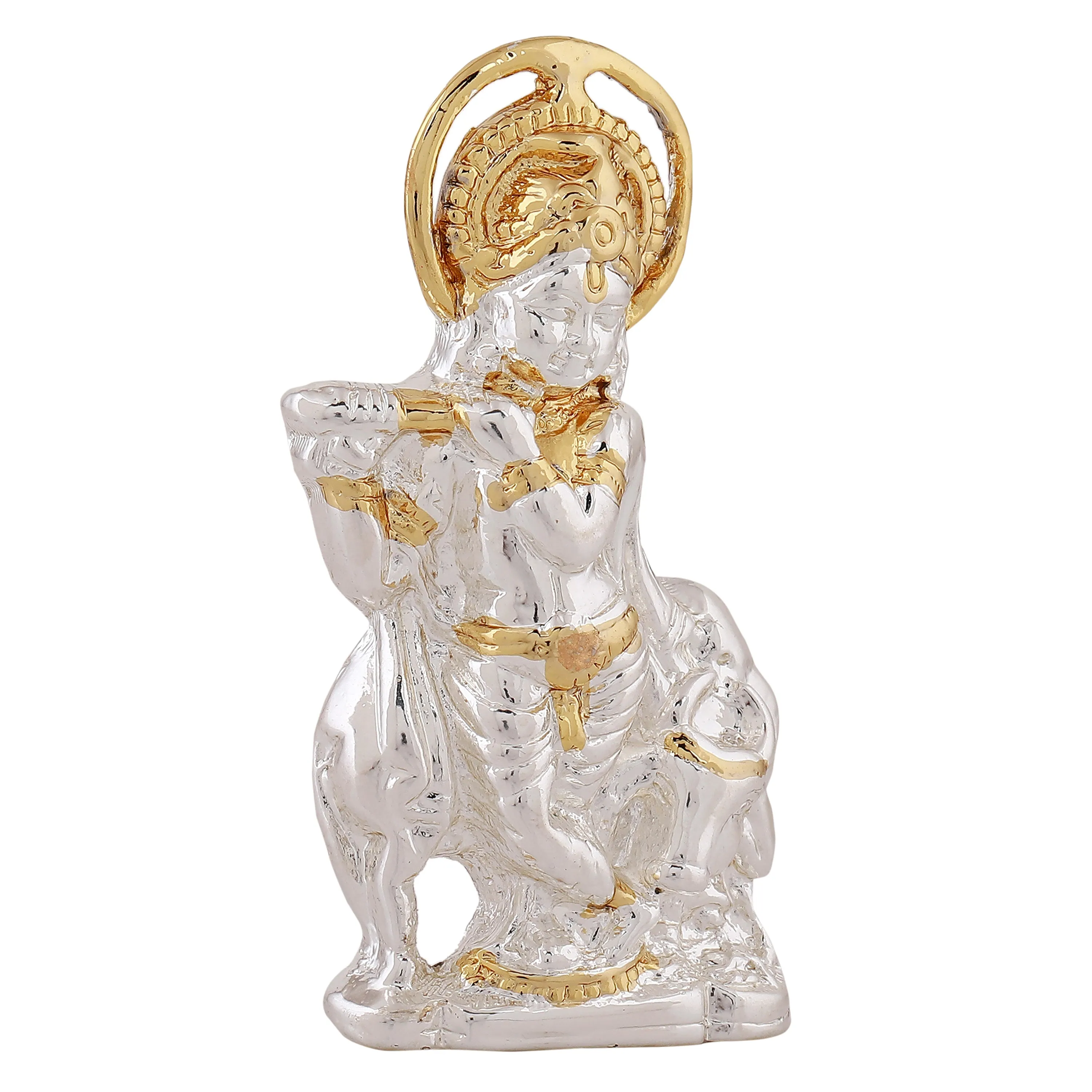 Estele Gold & Rhodium Plated Divine Bal Lord Krishna Idol for Home/Car Decor