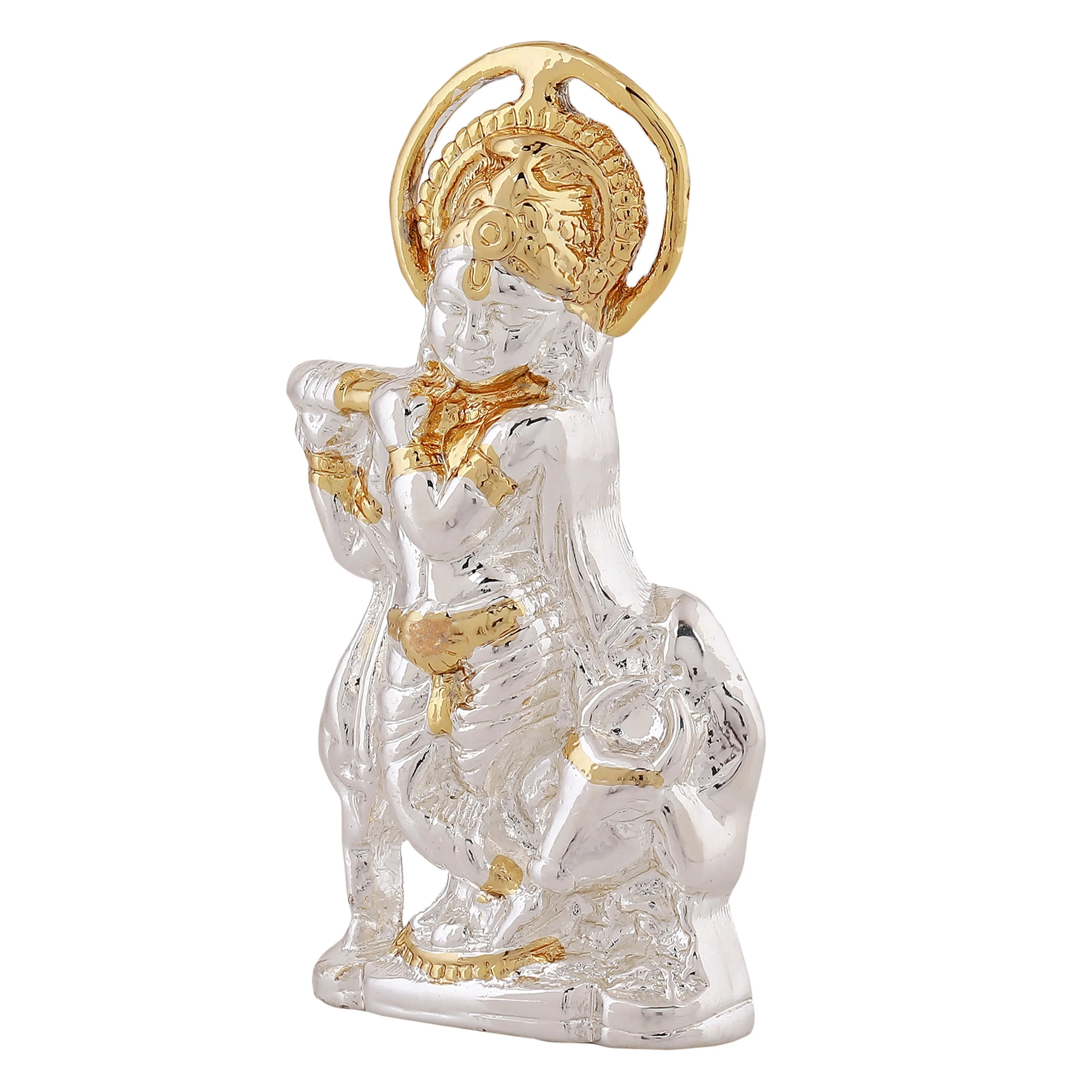 Estele Gold & Rhodium Plated Divine Bal Lord Krishna Idol for Home/Car Decor