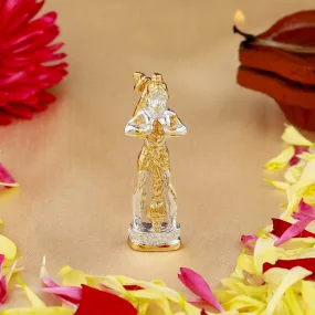 Estele Gold & Rhodium Plated Hanuman ji showing Lord Rama in his Heart in standing position Idol for Home/Car Decor.