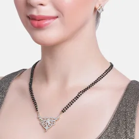 Estele Gold & Rhodium Plated Nestled Mangalsutra Necklace Set with Austrian Crystals for Women