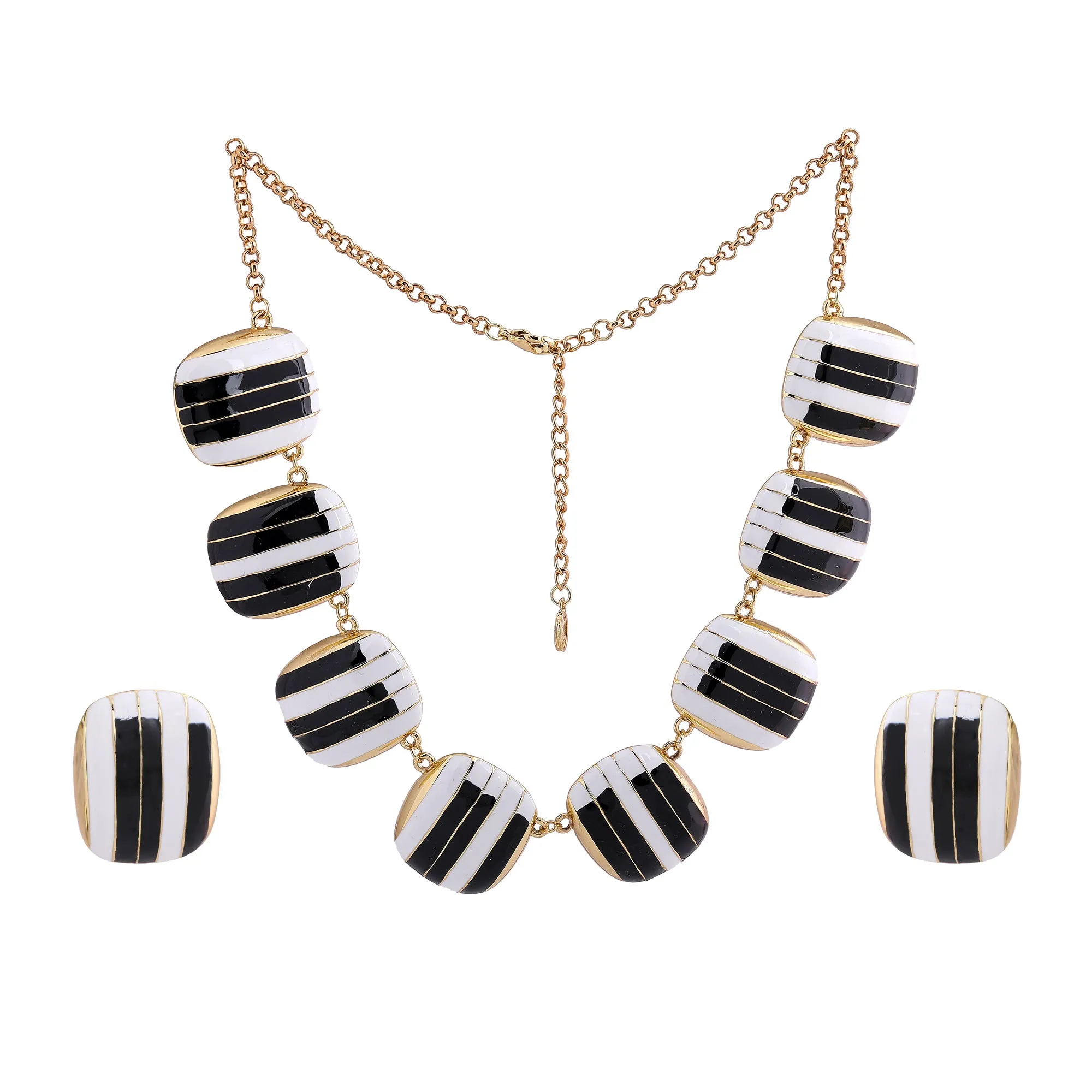 Estele - Piano enamel Gold Plated Necklace Set For Women