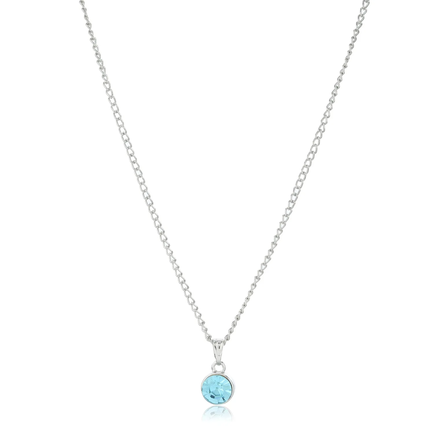 Estele - Rhodium Aquamarine Pendant with Austrian Crystal for Women / Girls