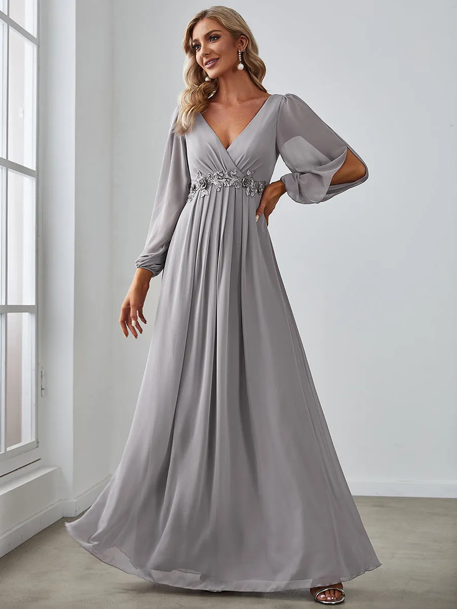 Floor Length Long Lantern Sleeves Wholesale Bridesmaid Dresses