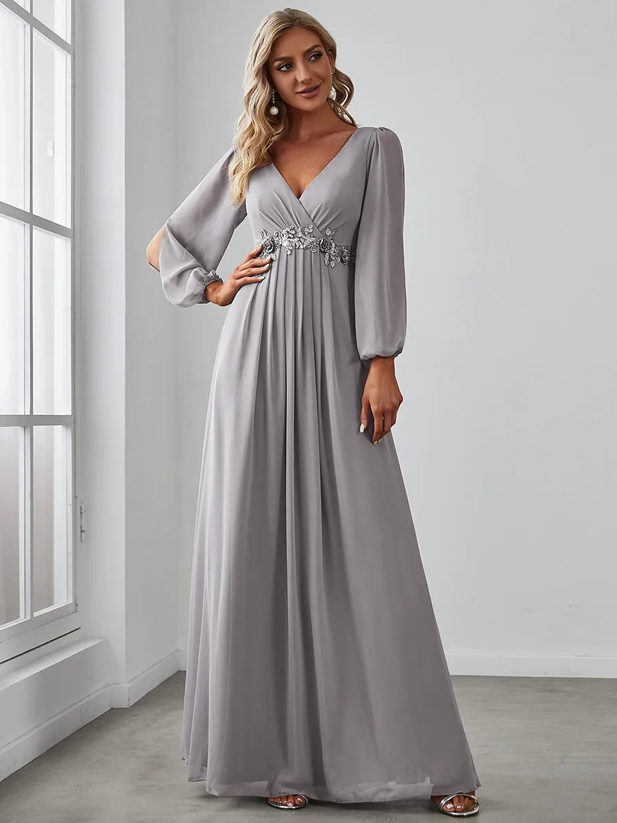 Floor Length Long Lantern Sleeves Wholesale Bridesmaid Dresses