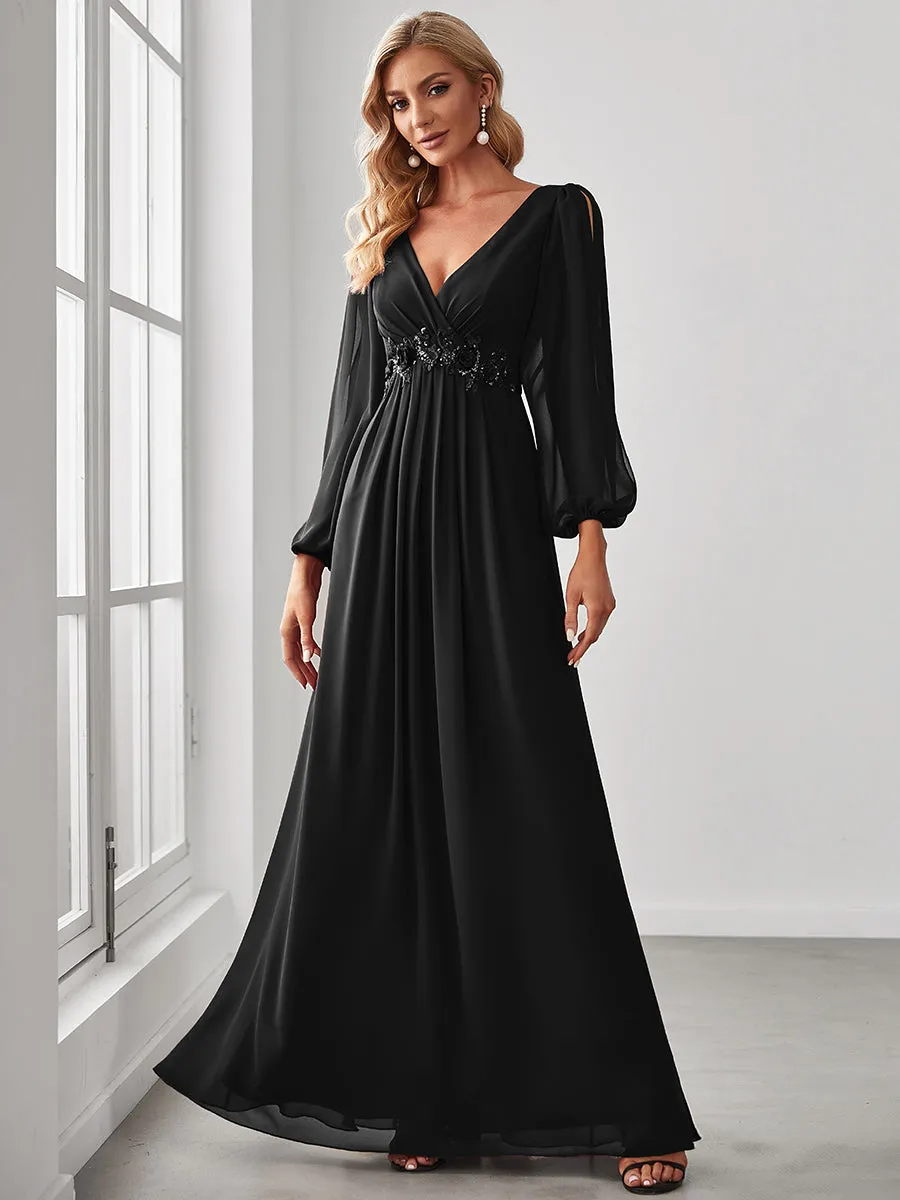 Floor Length Long Lantern Sleeves Wholesale Bridesmaid Dresses