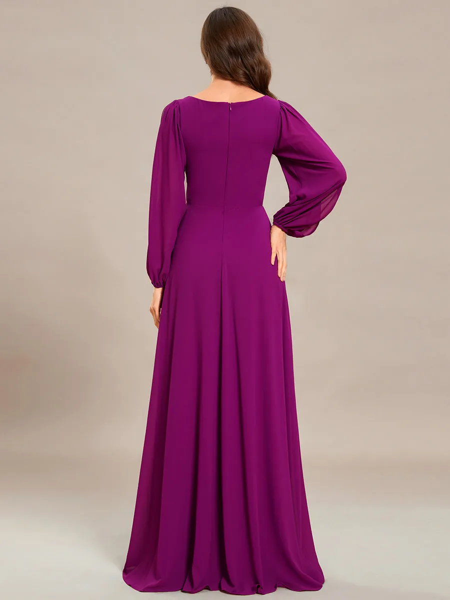 Floor Length Long Lantern Sleeves Wholesale Bridesmaid Dresses