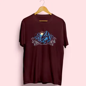 Flower & Mountain Half Sleeve T-Shirt