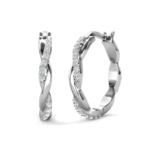 Lauren 18k White Gold Plated Crystal Hoop Earrings for Women