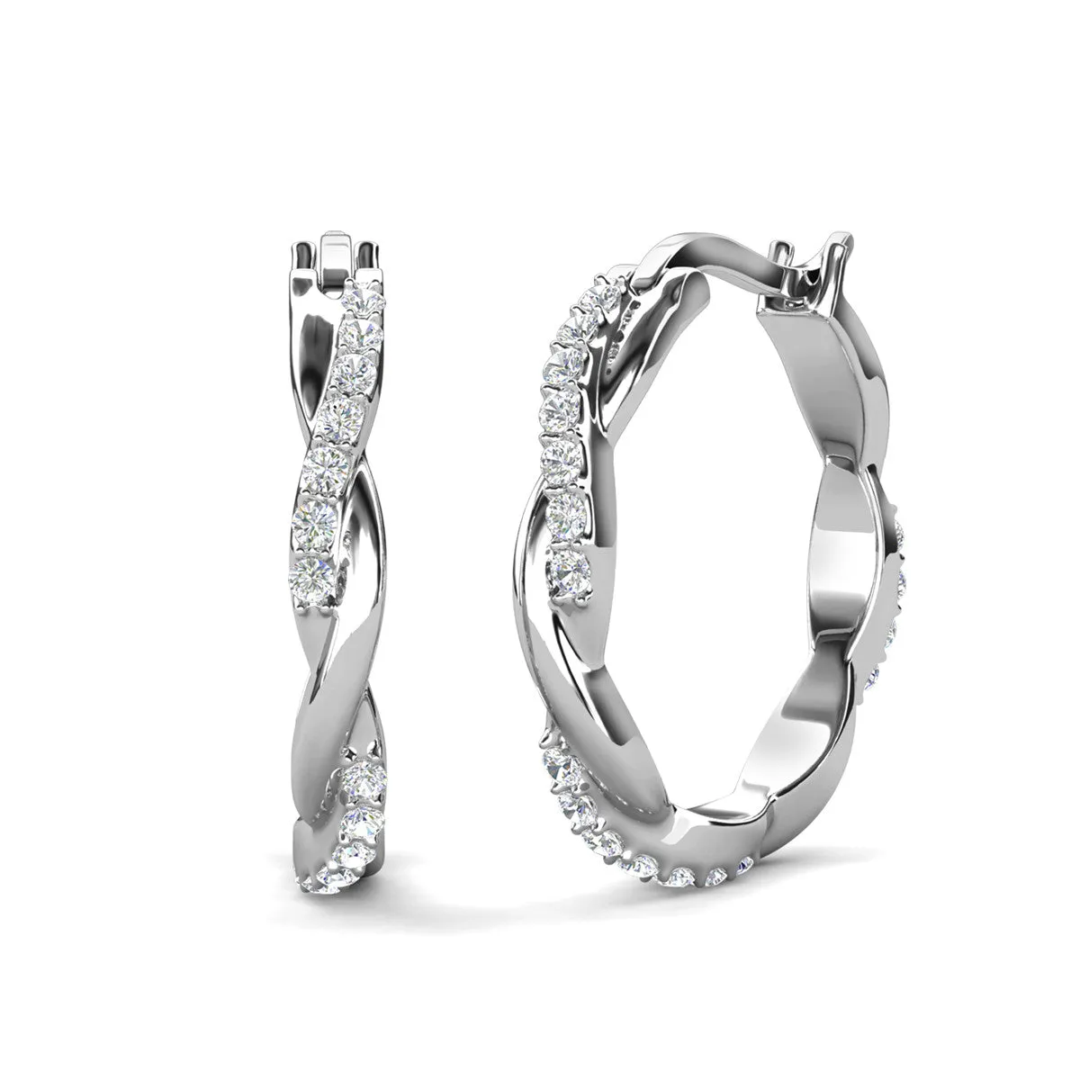 Lauren 18k White Gold Plated Crystal Hoop Earrings for Women