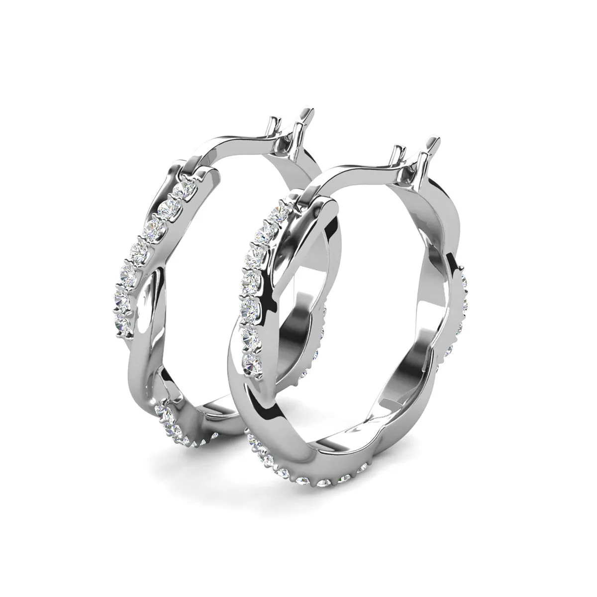 Lauren 18k White Gold Plated Crystal Hoop Earrings for Women