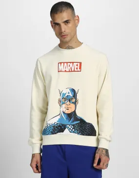 Marvel Beige Front Graphic Printed Sweatshirt