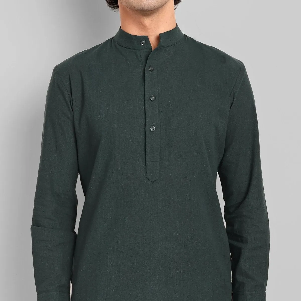 MEN'S BOTTLE GREEN KURTA & PAJAMA SET