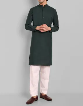 MEN'S BOTTLE GREEN KURTA & PAJAMA SET